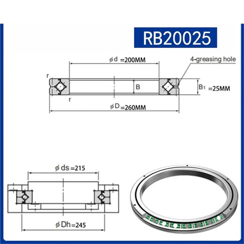 Rock Solid Cross Roller Slewing Bearing For Robot Arm Rotary Table And Cnc Machine Built Tough Heavy Load Capacity As Smooth As Butter Precision Engineering Industrial Grade Drop In Replacement dimensions and greasing holes diagram with detailed measurements.