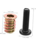 Metal Threaded Wood Inserts Kit With Bolts Hex Wrenches And Drill Bit For Flush Furniture Fasteners Connectors And Wood Assembly Moisture