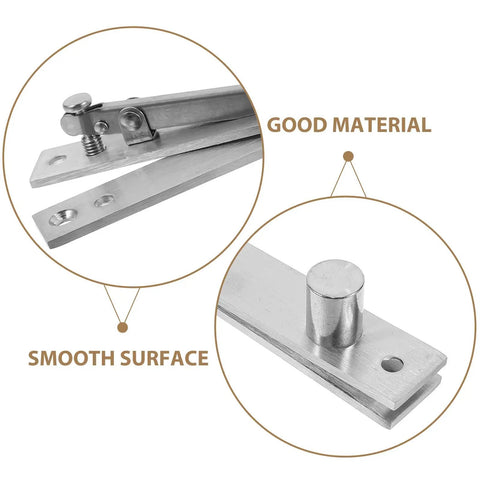 Close-up of Beefy Heavy Duty 180 Degree Pivot Hinge For Cabinet Doors And Hidden Compartments showing smooth steel finish.