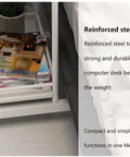 Heavy Duty Mobile Overbed Laptop Desk With Wicked Smooth Lockable Casters Reinforced Steel Build, showing reinforced steel tube design and magazines.