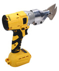 Oreilet BL Series Cordless Sheet Metal Cutter With 400Nm Torque And 360-Degree Rotating Head, yellow and gray handheld tool for cutting metal.