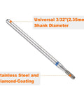 120-140 Grits Diamond Grinding Bit With 1.8mm Cylindrical Ball Head and 2.35mm Shank, 5mm Head, side view