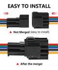 Six Pin Waterproof Electrical Connector Kit 16 AWG Quick Disconnect M F Plugs 3.4 Inch Socket shown detached and merged