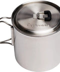 900 Series Backpacking Pot Lightweight Stainless Steel Camping Pot With Pour Spout, Volume Markings, Foldable Handles And Tight Lid
