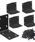 Heavy Duty Black Stainless Steel Shelf Bracket Right Angle L Shape Corner Support with screws displayed against white background