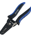 Seven Inch Multifunctional Electrical Wire Strippers And Cutters 22 To 10 Awg With Comfy Soft Grip Handles in black and blue.