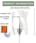 High Power 14000W Wind Turbine Kit With MPPT Controller For 12V 24V 48V 110V And 220V Systems, showing nylon blades and dimensions.