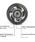 90A Inline Skate Wheels Replacement Set in 72mm with bearings for roller blades and roller hockey, wear-resistant PU, 90A hardness.