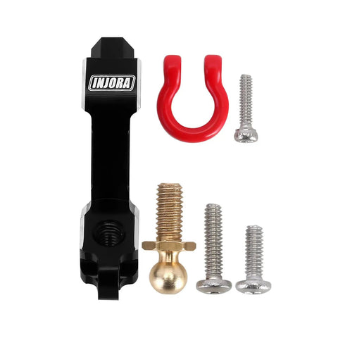 Aluminum Drop Hitch Receiver For 1 By 18 RC Crawler Upgrade Part For FCX18 FMS 2 Piece Set CNC Machined With Red Tow Hook and screws
