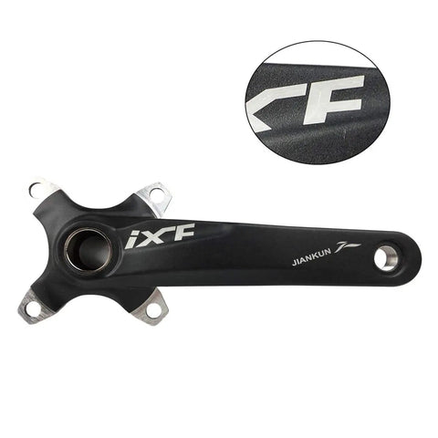 Ultra Lightweight 170mm Mountain Bike Crank Arm Set With 104 And 105 BCD in black, showing detail of branding.
