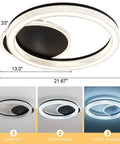 White Finish Modern Flush Mount Circle Ring LED Ceiling Light With Three Color Temperature Settings For Living Room Bedroom And Restaurant Acrylic Ring Fixture Sleek Yet Bright Ambience showing size and color options