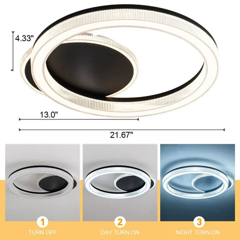 White Finish Modern Flush Mount Circle Ring LED Ceiling Light With Three Color Temperature Settings For Living Room Bedroom And Restaurant Acrylic Ring Fixture Sleek Yet Bright Ambience showing size and color options