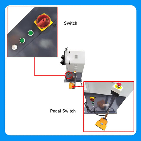 Rock Solid Three Roll Pinch Bender Ring Roller Metal Bending Machine Adjustable Arc Control features switch and pedal control interface.