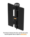 Heavy Duty Aluminum Self Closing Gate Hinges Featuring Slick Adjustable Spring Tension For Rock Solid Auto Fence Gate Closure showing hinge detail and measurement of 0.59 inches.