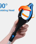 Foldable reacher grabber set featuring 90-degree rotating head for easy retrieving and grip, shown with magnetic jaw in use.