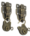Two Pack Old School Duckbilled Toggle Hasp Latch Kit in Bronze Finish for Jewelry Boxes, Wooden Cabinets, Small Chests and Gift Boxes