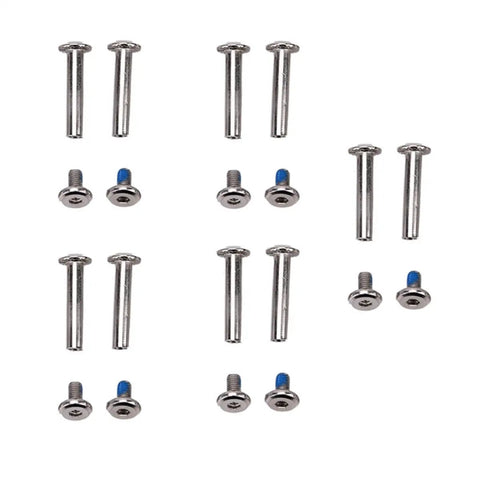 10 Pack Inline Skate Replacement Axles And Screws, 6Mm Shaft Diameter, 42Mm Overall Length, Silver Tone Metal, Displayed Set