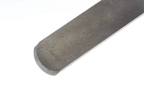 Rock Solid Woodturning Chisel With Rounded Blade Built For Heavy Bowl Smoothing And Cleanup Crafted From Premium M2 High Speed Steel, close-up of rounded blade.
