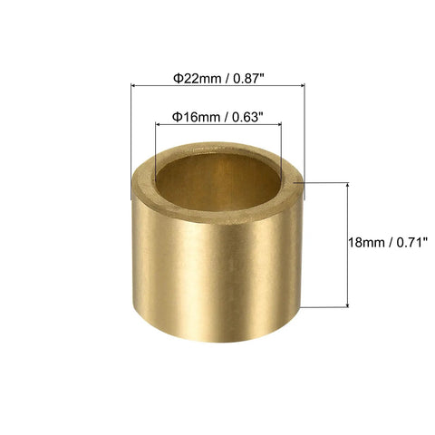Plain Sleeve Bearings Three Pack 16mm Bore 22mm OD 18mm Length Self Lubricating Sintered Bronze Bushings For Smooth Linear Motion Maintenance Free With Low Friction High Wear And Corrosion Resistance, 16x22x18 mm
