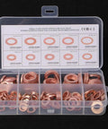 Heavy Duty 200 Piece Red Copper Flat Washer Assortment Kit Metric Sizes M5 To M14 For Ultimate Leak Proof Sealing On Your Cars And Engines Plus Hydraulic Systems Banjo Oil Pan Drain Plugs And Fittings Stay Sealed Like A Boss Even Under Stress. copper washer kit in case, assorted metric sizes M5-M14