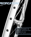 Close-up of 26 Inch Beefy Tricycle Rim For Adult Three Wheel Bike Replacement Double Wall Alloy Wheel With Silver Spokes