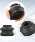 14 Piece Universal Ball Joint Boot Cover Truckin Ready Replacement Kit For Rack And Pinion And Tie Rods, Rubber Boot Covers For Cars, SUVs, And Trucks, Sealing Design Keeps Dirt And Moisture Out, DIY Auto Accessory Upgrade, black rubber boot close-up