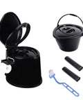 Go To Portable Camping Toilet With Detachable Inner Bucket, black large lightweight, with toilet paper holder, bucket, and bags