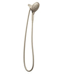 Engage Brushed Nickel Magnetic Handheld Shower Head With Six Functions And Magnetic Docking System shown in full view