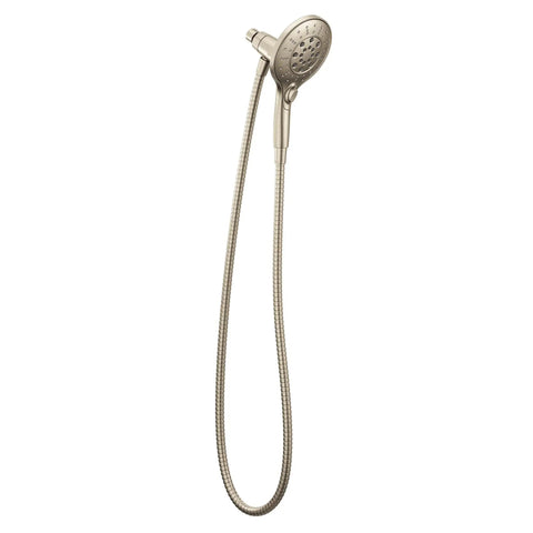 Engage Brushed Nickel Magnetic Handheld Shower Head With Six Functions And Magnetic Docking System shown in full view