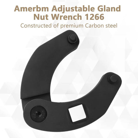 Adjustable Gland Nut Wrench 1266 7463 Universal Hydraulic Cylinder Spanner for farm gear, carbon steel, black finish.