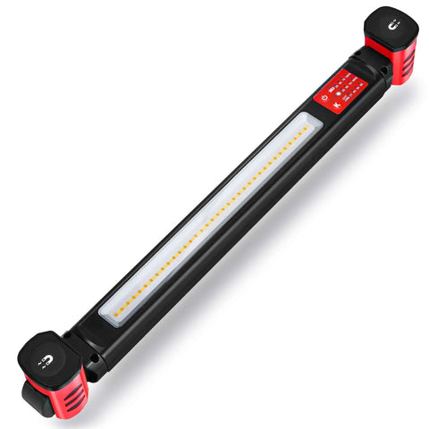 Dual Color Temperature LED Work Light With Magnetic Underhood Mount Cordless Rechargeable Mechanic Lamp With Hooks Portable Garage Lighting 1600 Lumen Output 4 Brightness Levels 2700K-6500K