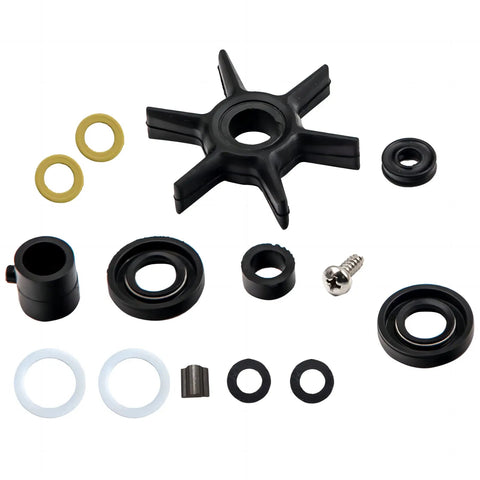 Outboard Water Pump Impeller Repair Kit For Mercury Mariner MerCruiser Force Outboard Motors 6 To 15 HP Replacement 46 42089A4 Includes Impeller Wear Plate Gasket Pump Base Housing Sear Quad Ring Screws And Washer Easy Install.