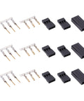 50 Sets Beefy Servo Plug Male Female Connector Kit Abs And Gold Plated Brass Pins Compatible With JR Futaba RC Airplane Types Three Pin Crimp Terminal Set 2A Rated Current shown with connectors and pins