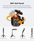 Close-up of Mini Selfie Stick Tripod Stand With Five Adjustable Levels And 360 Degree Ball Head Pocket Tripod With Cold Shoe displayed.