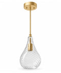 HXXLFONEDP Champagne Gold Pendant Light for Kitchen Island, Clear Glass, twisted clear glass shade, adjustable height, modern design.