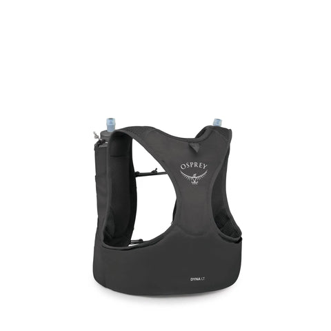 Back view of Dyna LT Womens Running Hydration Vest With Hydraulics Soft Flasks, Ultra Lightweight Water Pack, Black Medium
