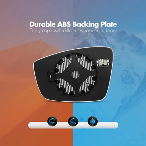 Back view of Passenger Side Power Heated Exterior Mirror Replacement For Volkswagen VW Passat Jetta Beetle 2011 2018 with durable ABS backing plate