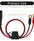 Two Pack Heavy Duty Battery Harness Compatible With Smart Chargers Featuring M10 Three Eighth Inch Terminal Connectors, 21 inch wire.