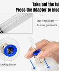 Close-up of 200cc Automotive Fluid Extractor Pump With 50cm Rubber Hose showing easy-read scale and locking button