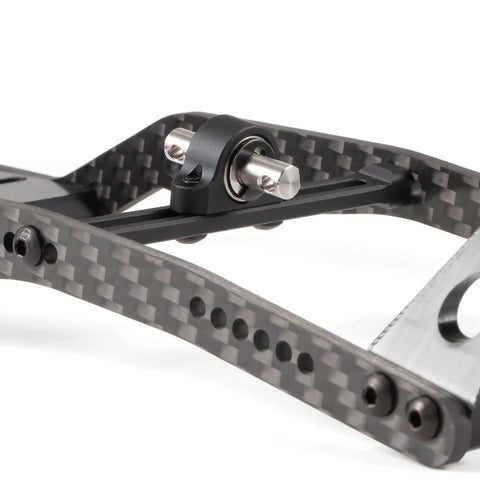 Adjustable Carrier Bearing For 70mm Width Transfer Case CNC Machined Aluminum Alloy Dual Sealed Bearings Stainless Shaft Ideal For One Tenth RC Crawler LCG Chassis Cheater Rigs And Comp Builds Black on carbon frame