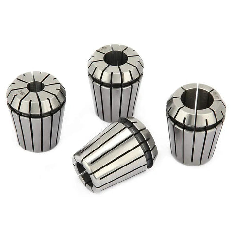 8 Piece Rock Solid Manganese Steel ER32 Precision Spring Collet Chuck Kit showing four collets for CNC milling and lathe work.