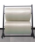 Heavy Duty Vinyl Roll Storage Rack With Wheels, 9 Layer Fabric Organizer displaying two rolls of vinyl in a steel frame, designed for efficient material storage.