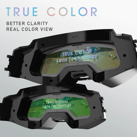 Auto Darkening Welding Goggles With Mask And LED Lighting Type-C Charge True Color View Four Arc Sensors lens comparison