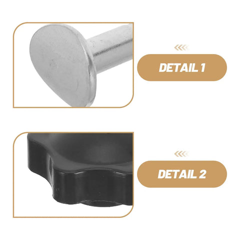 Super Easy Lawn Mower Handle Knobs Plus Bolts Washers Screws For Home Or Small Commercial Yard Machines Durable metal bolt and black ergonomic knob close-up.