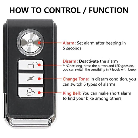 Crazy Loud 113dB Bike Alarm With Remote For Anti Theft Wireless Vibration And Motion Sensor IP55 Waterproof Bicycle Motorcycle Bell KS SF22R Three Volume Levels For Outdoor Security