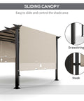 10x10 Patio Pergola With Weather Resistant Steel Frame And Fully Adjustable Sliding Canopy Shade detail of sliding mechanism
