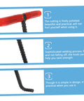 Beefy Steel Manhole Cover Lifter And Roller Shutter Door Hook With A Knuckle Friendly Grip, featuring a polished red handle.