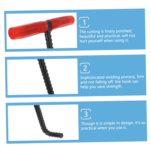 Beefy Steel Manhole Cover Lifter And Roller Shutter Door Hook With A Knuckle Friendly Grip, featuring a polished red handle.