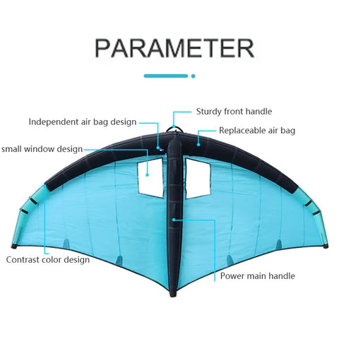 Inflatable Wing For Wind Wing Foiling And Watersports, Totally Sturdy Polyester Surf Wing With Dual Airbags, Easy Carry Storage Bag