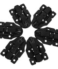 Retro Metal Toggle Hasp Latch Set With Lock Hole 6 Pack in black for wooden and metal boxes, laid out in a circle